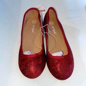 Little Girls slip on Ballet Flats Cat & Jack red sparkly